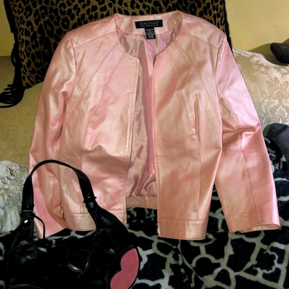 Pink pearl Real Leather blazer! See new photos - Picture 6 of 8